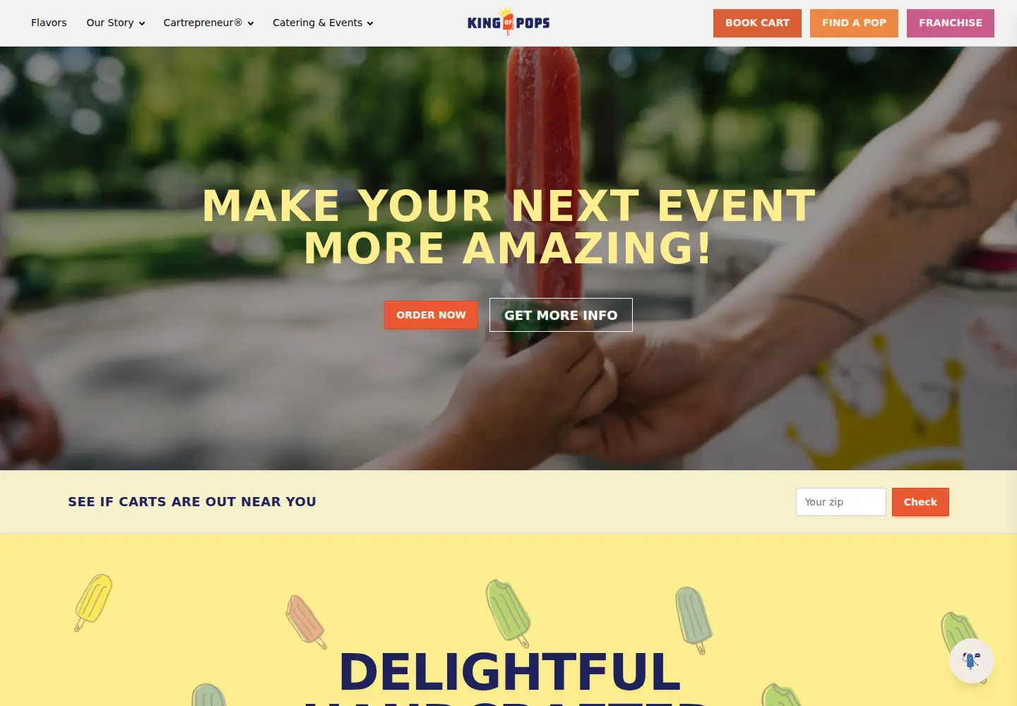 Captured homepage of kingofpops.com in the current scan