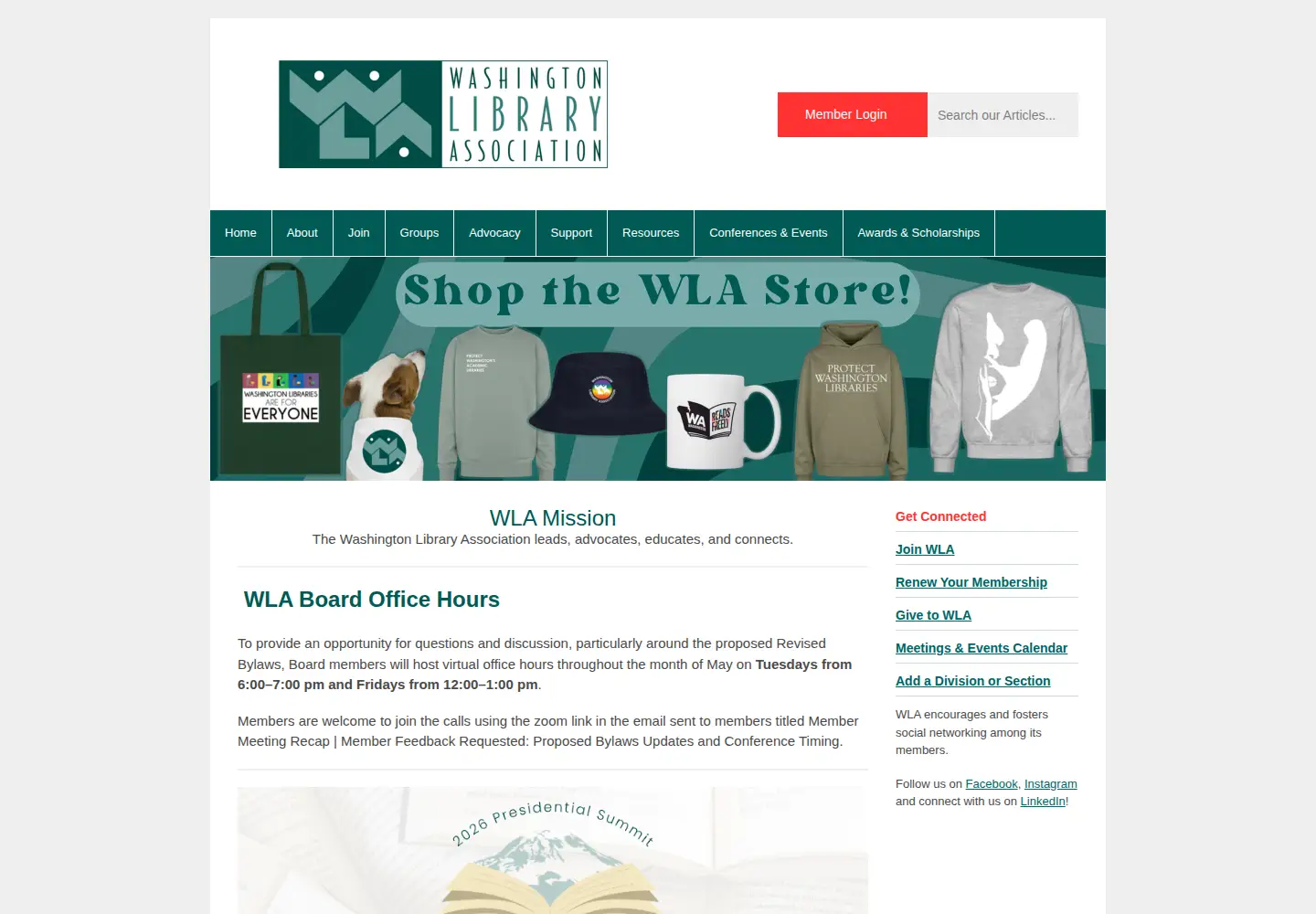Captured homepage of wla.org in the current scan
