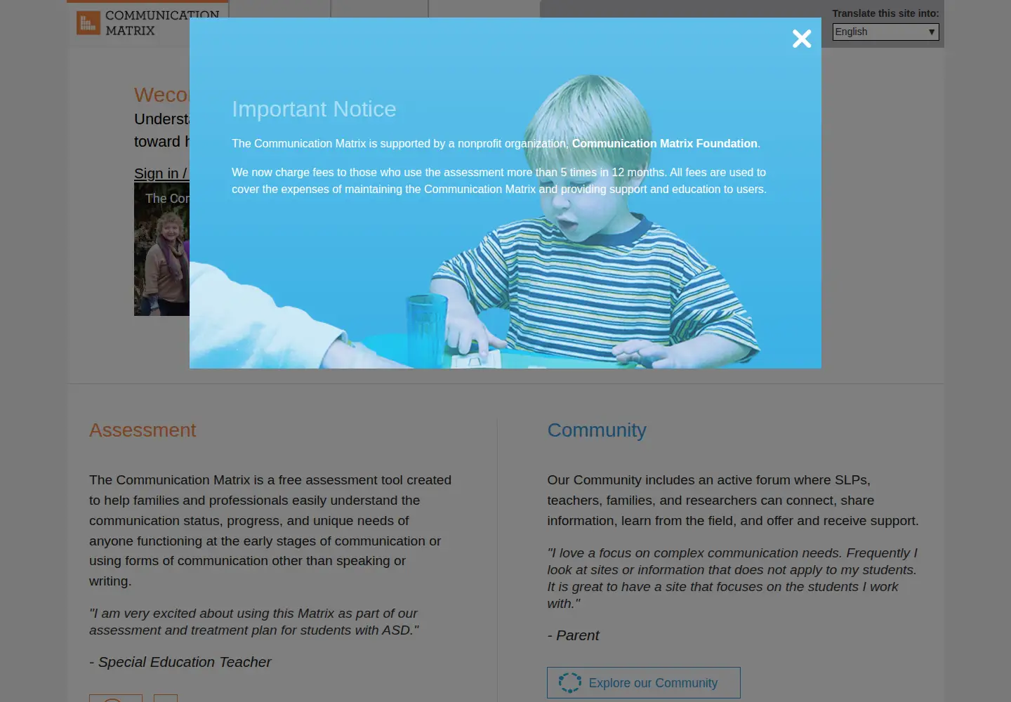 Screenshot of communicationmatrix.org