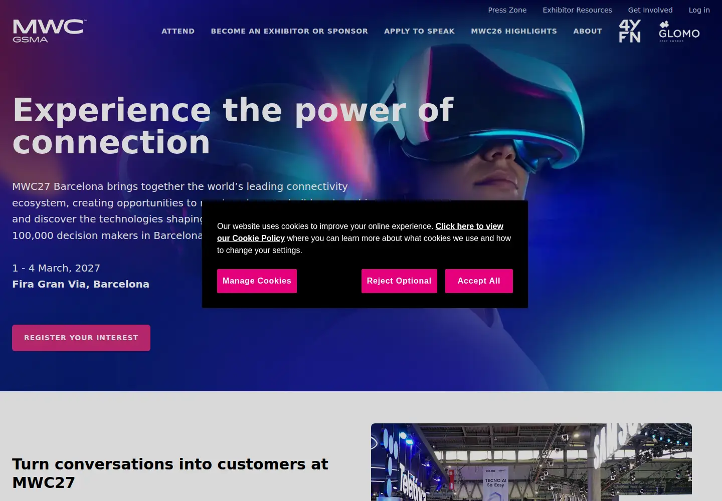 Screenshot of mwcbarcelona.com