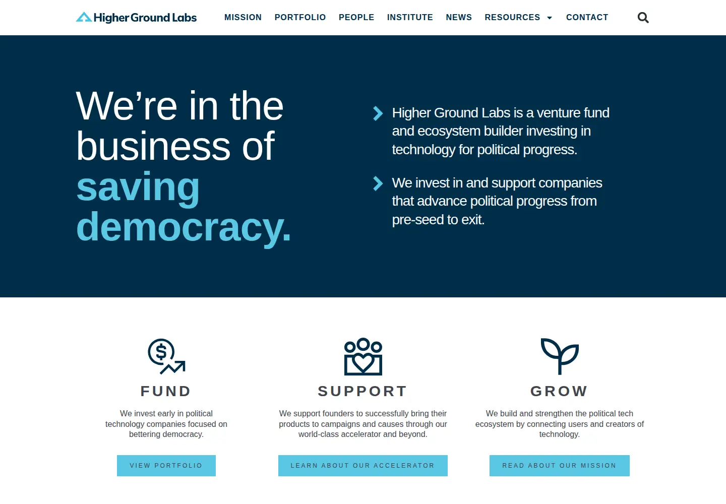 Captured homepage of highergroundlabs.com in the current scan