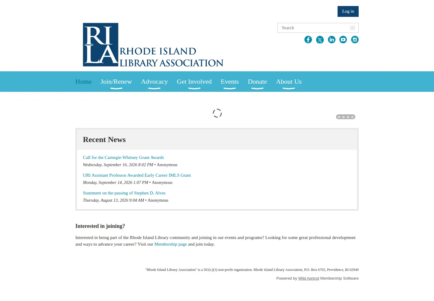 Captured homepage of rilibraries.org in the current scan