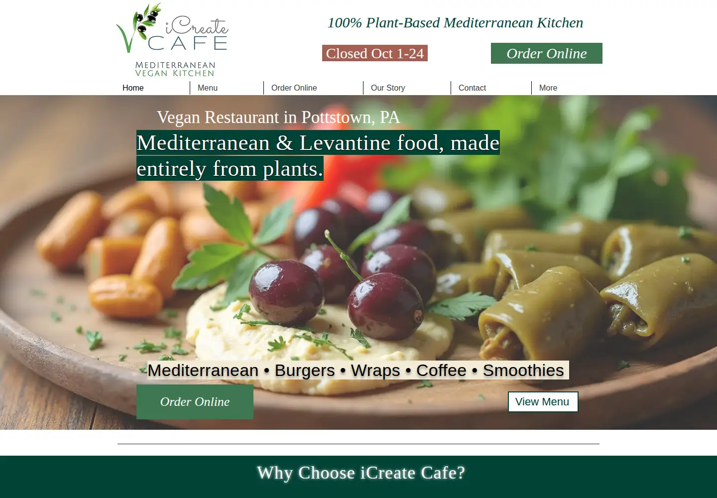 Captured homepage of icreatecafe.com in the current scan