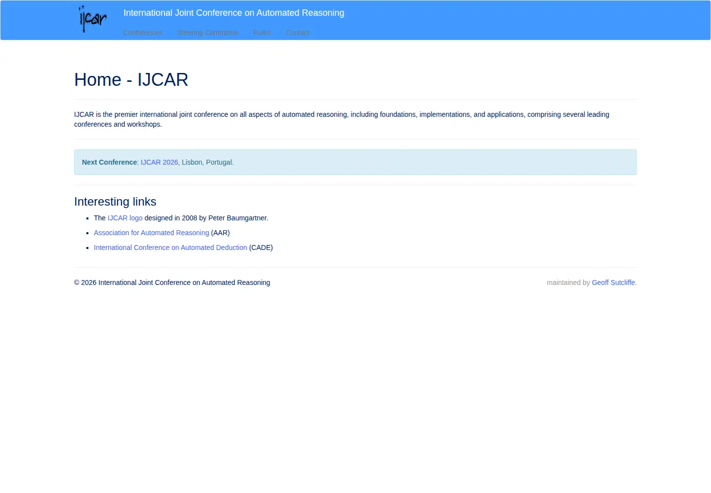 Captured homepage of ijcar.org in the current scan