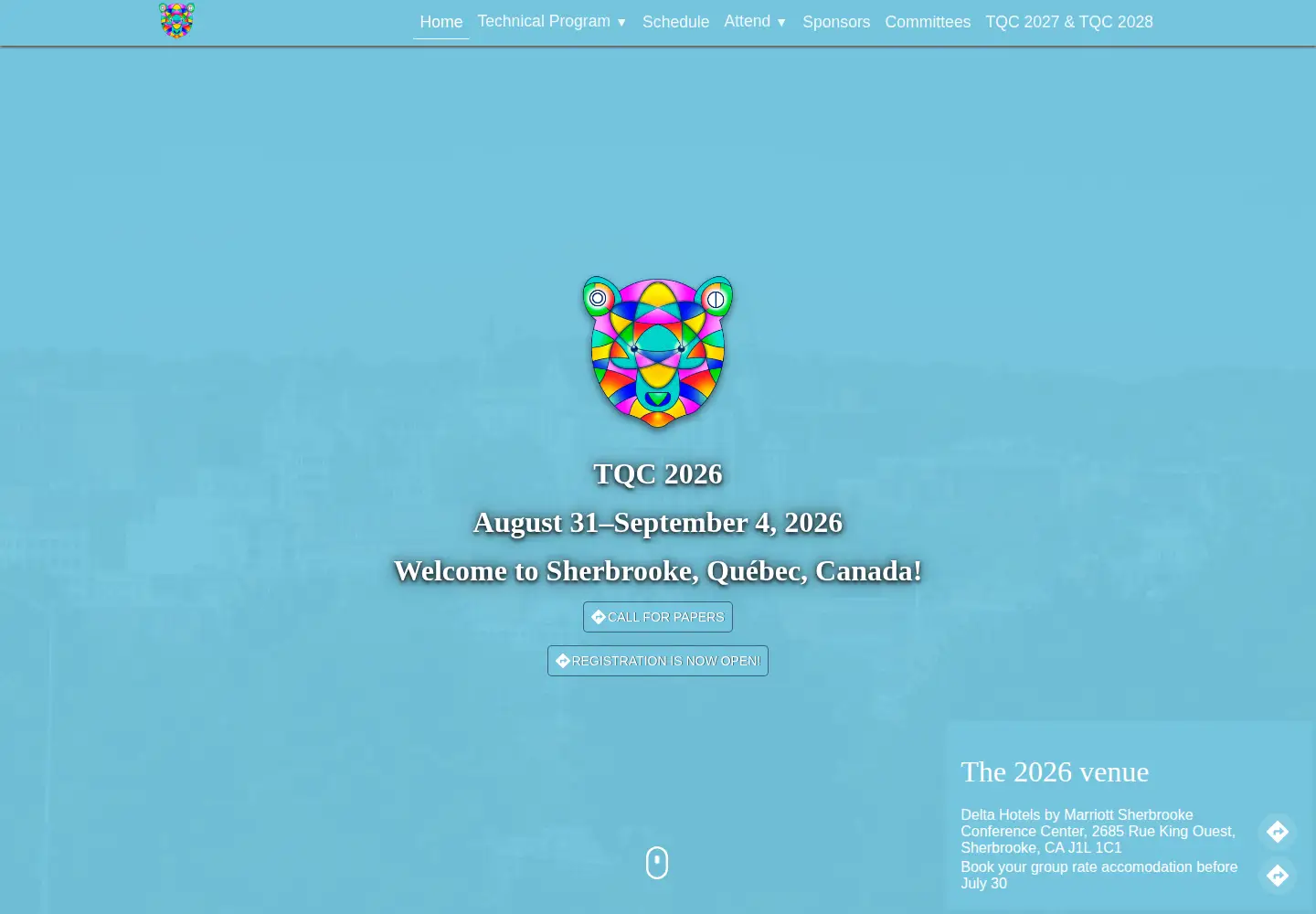 Captured homepage of tqc-conference.org in the current scan