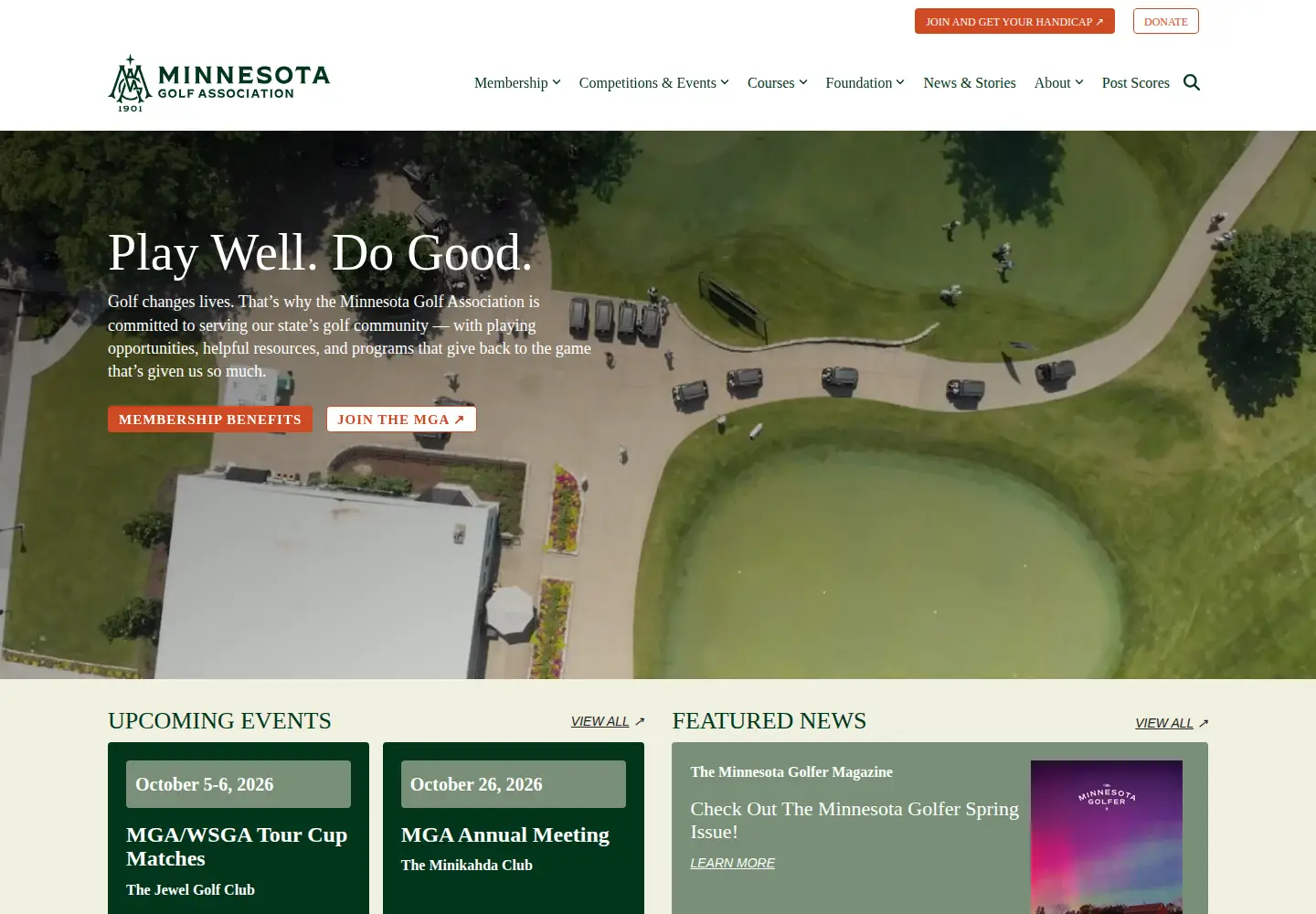 Captured homepage of mngolf.org in the current scan