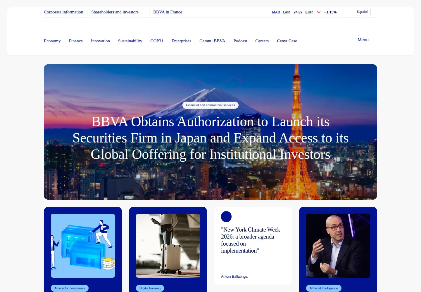 Screenshot of bbva.com