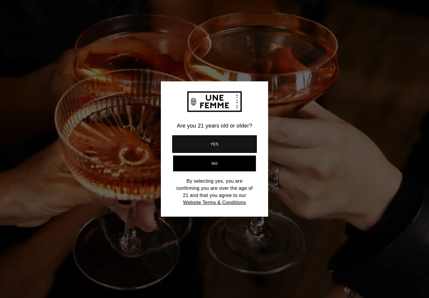 Captured homepage of unefemmewines.com in the current scan