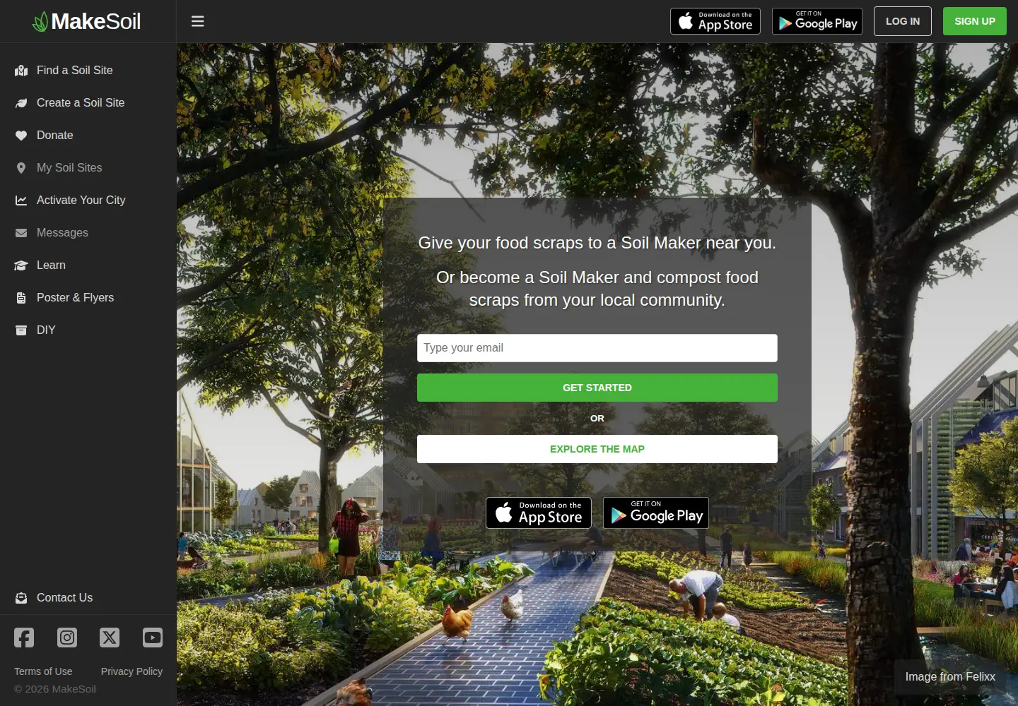 Screenshot of makesoil.org