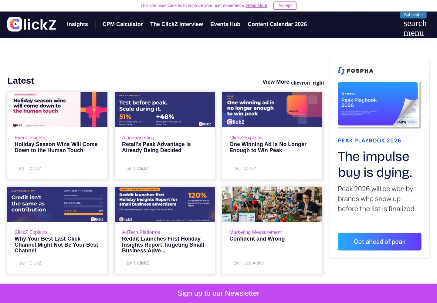 Screenshot of clickz.com