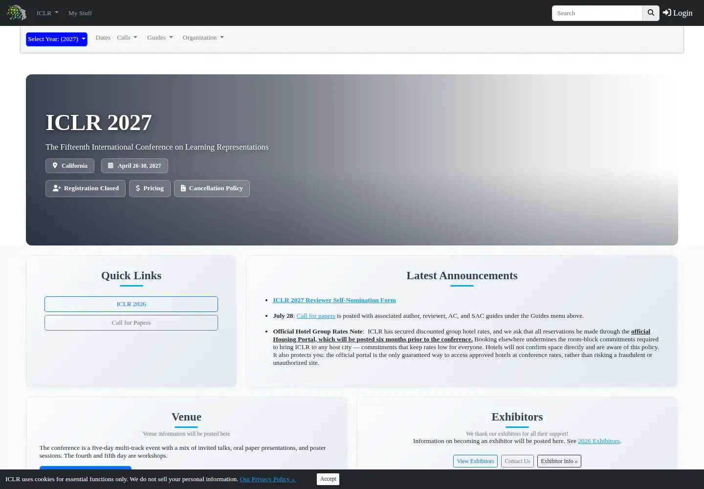 Screenshot of iclr.cc