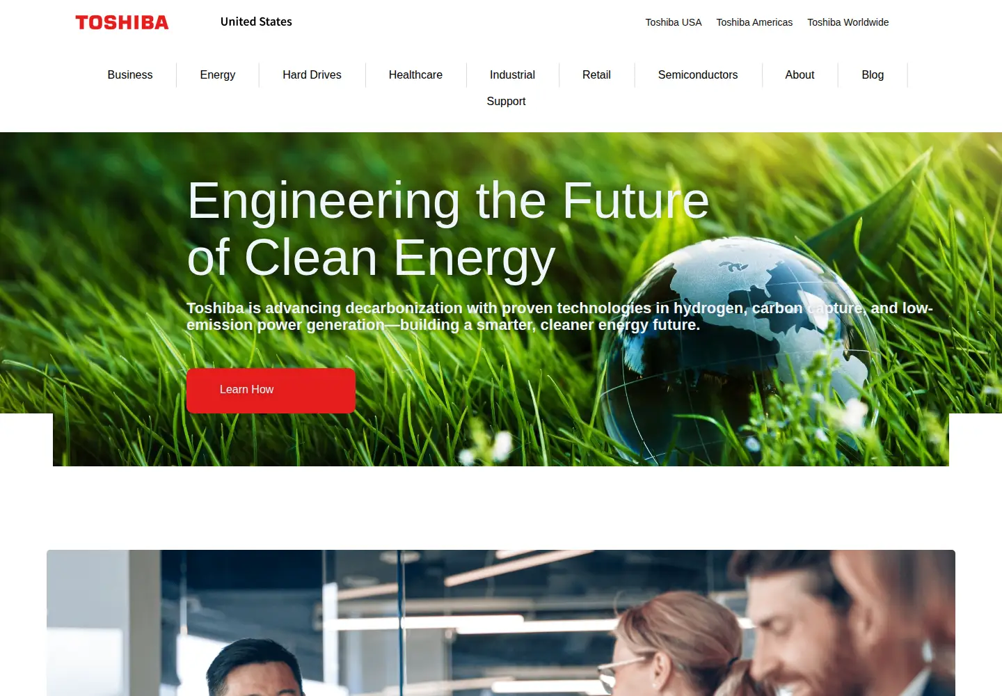 Screenshot of toshiba.com