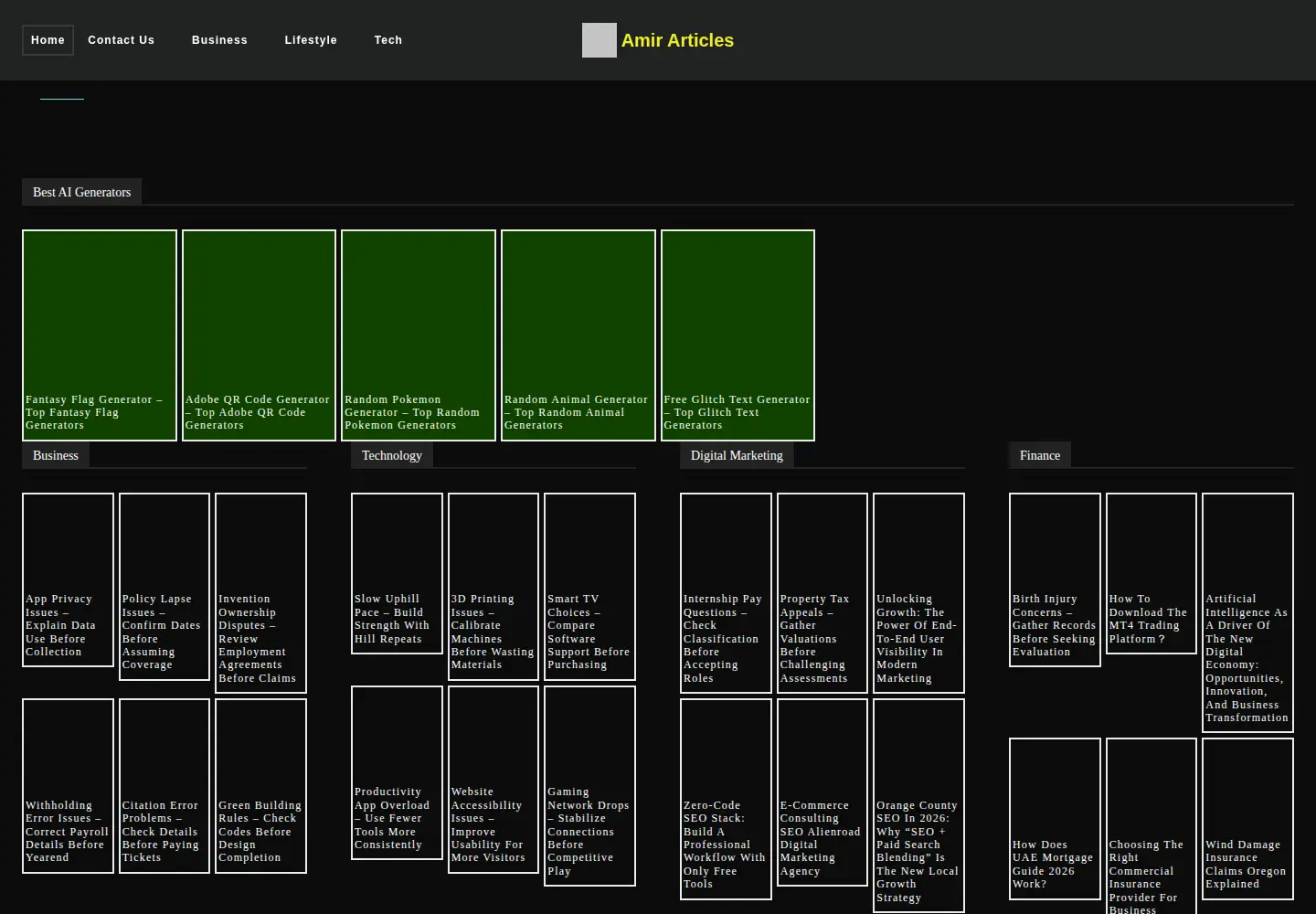 Screenshot of amirarticles.com