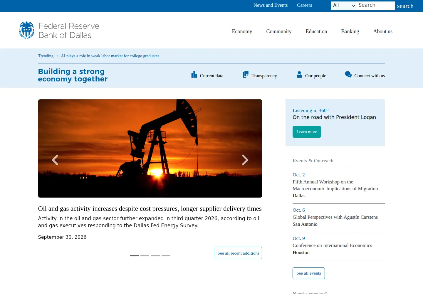 Screenshot of dallasfed.org