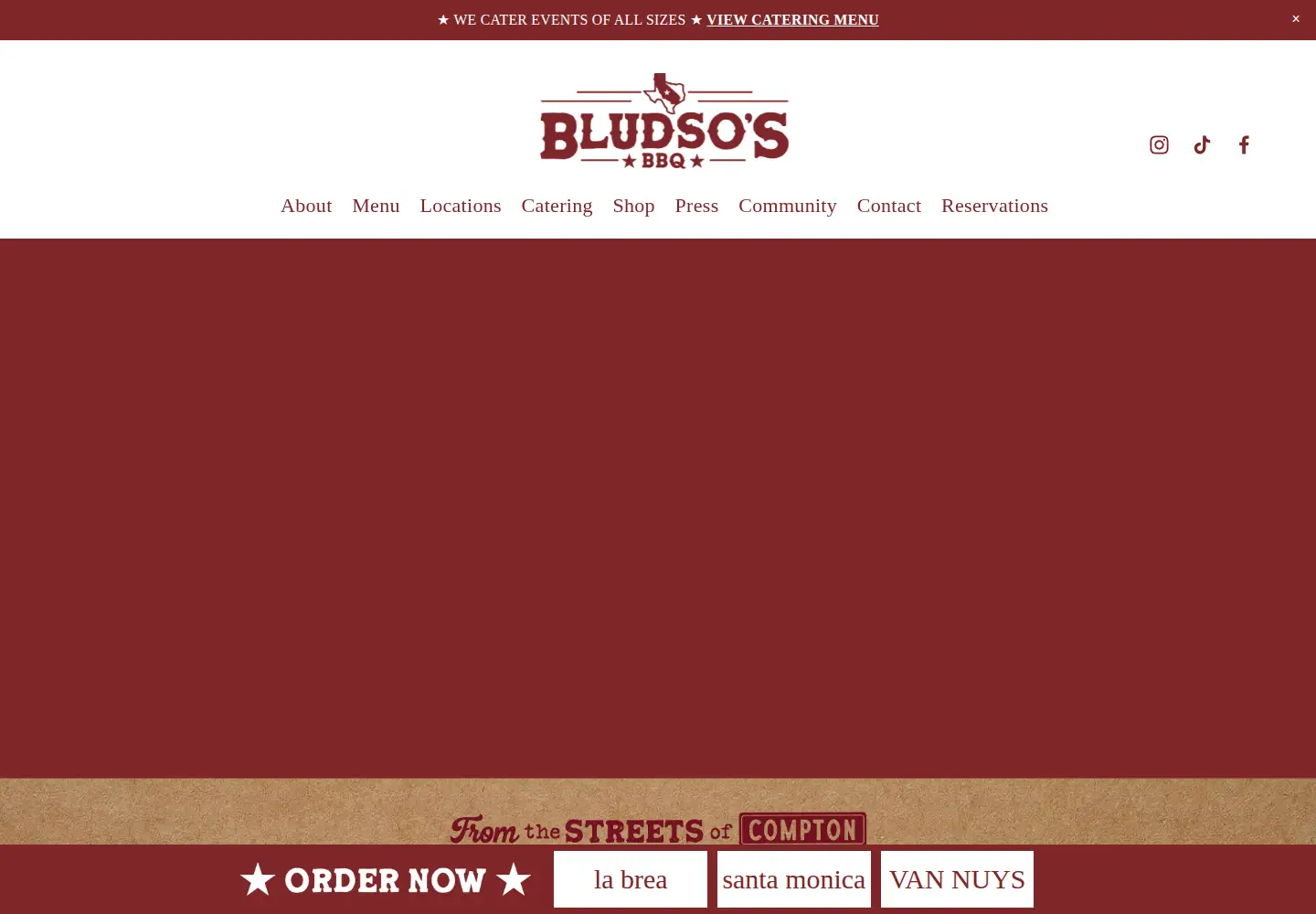 Captured homepage of bludsosbbq.com in the current scan