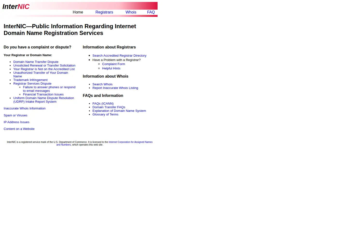 Screenshot of internic.net
