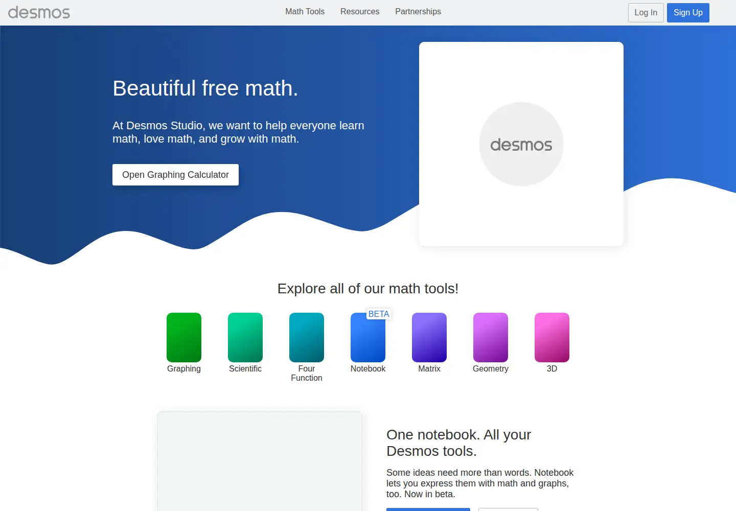 Screenshot of desmos.com