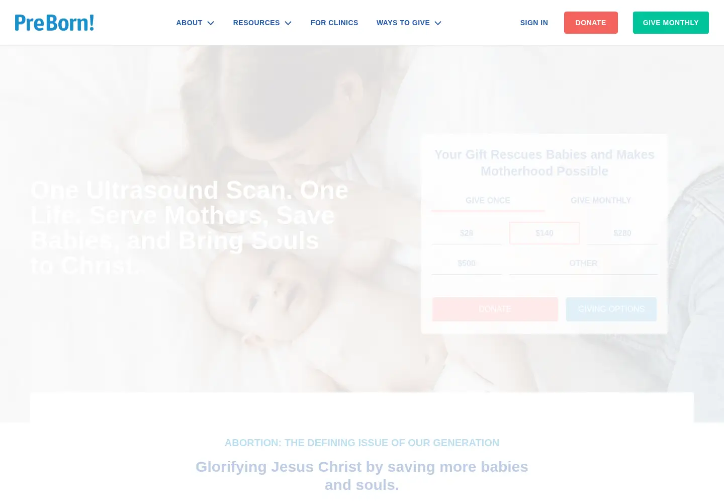 Screenshot of preborn.com