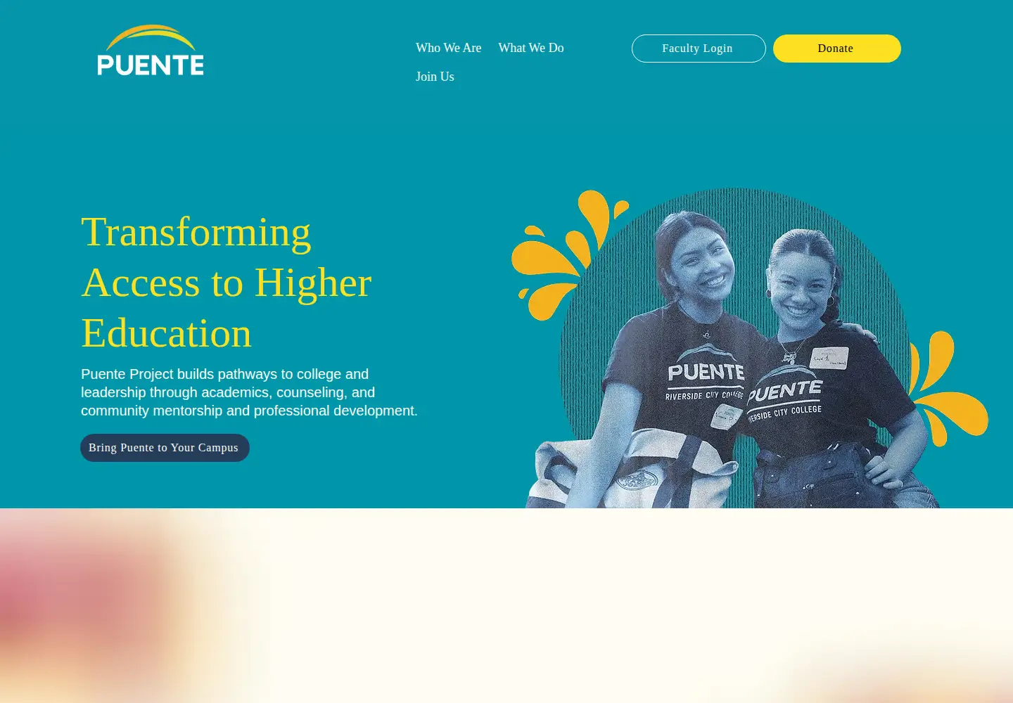 Captured homepage of thepuenteproject.org in the current scan