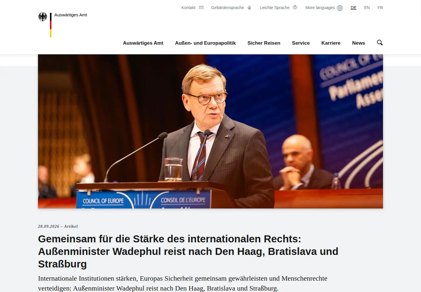 Screenshot of auswaertiges-amt.de