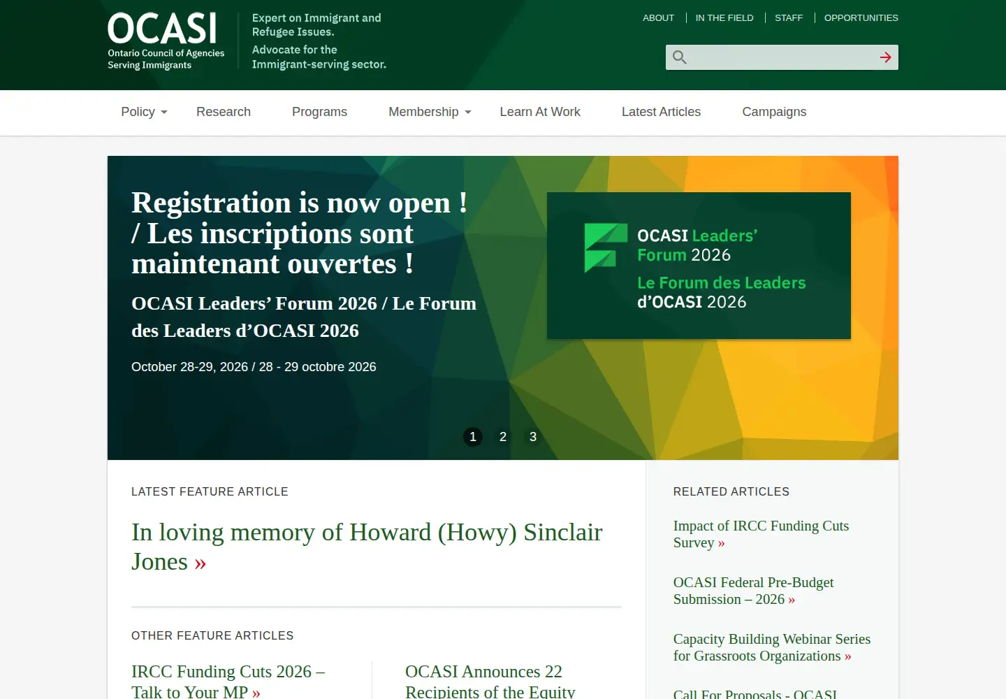 Screenshot of ocasi.org