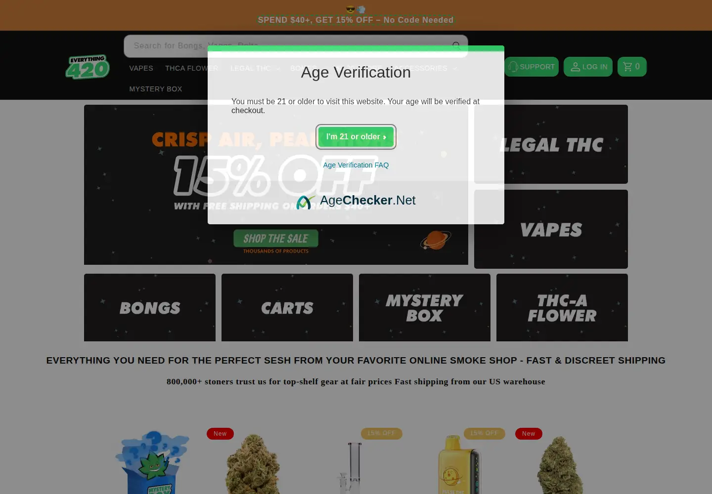 Captured homepage of everythingfor420.com in the current scan
