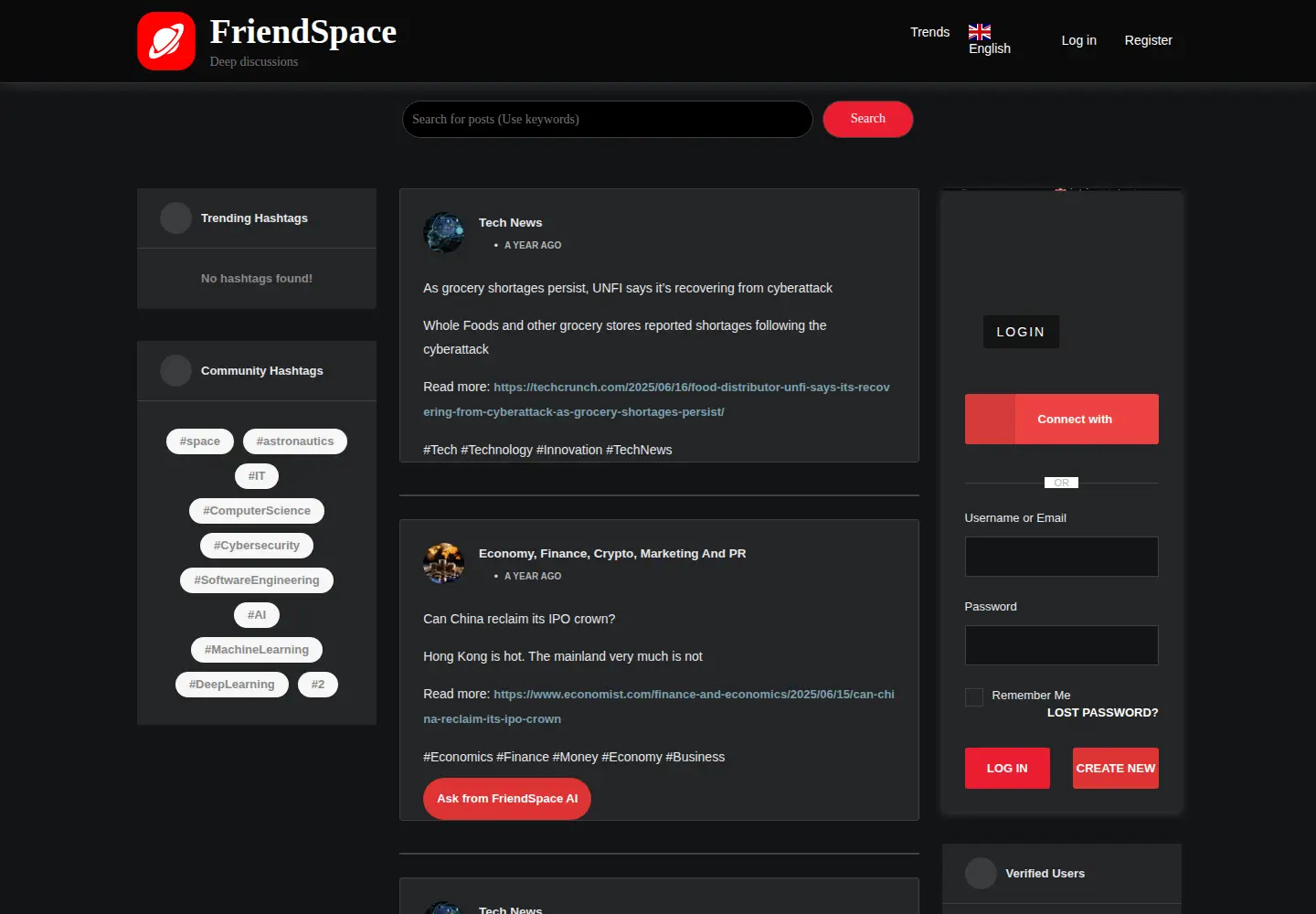 Screenshot of friendspace.org