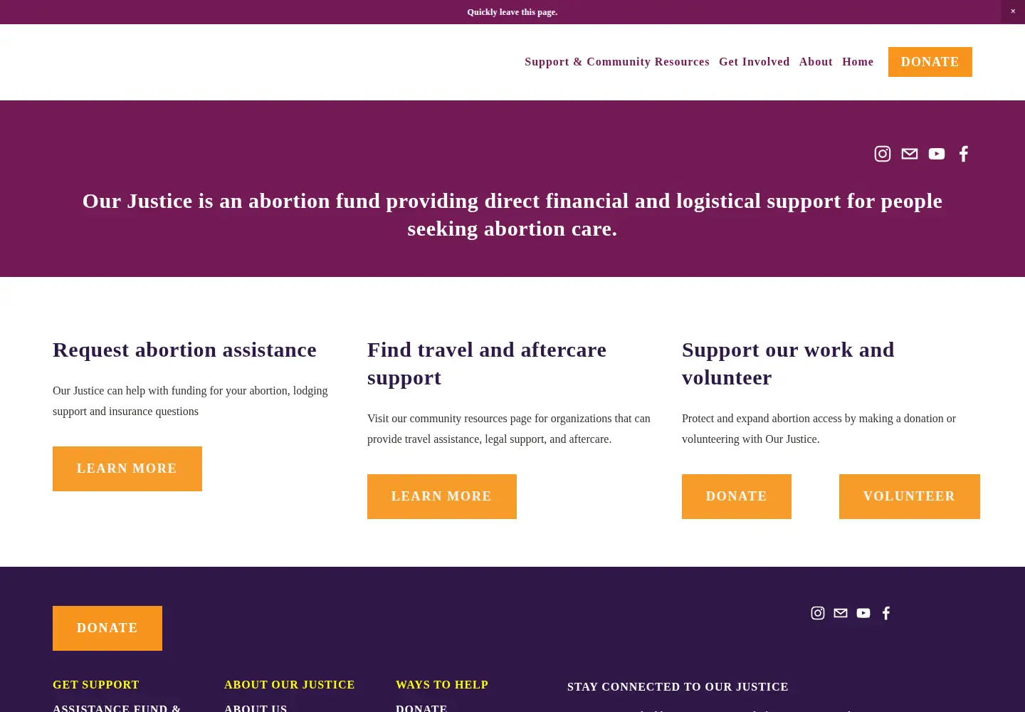 Screenshot of ourjustice.net