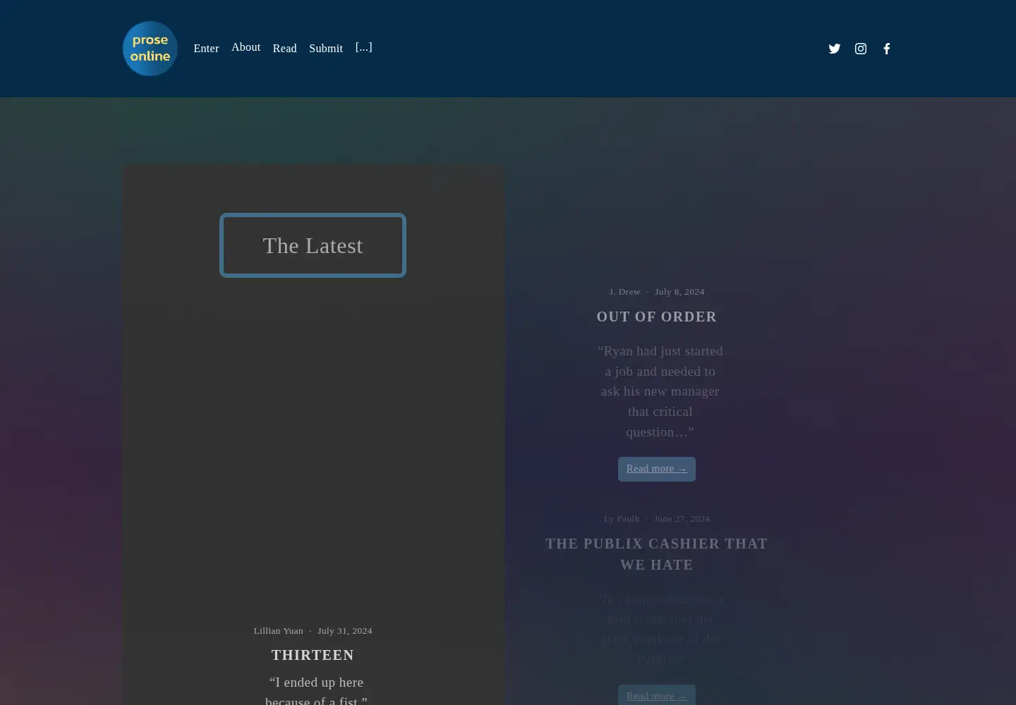 Captured homepage of prose.onl in the current scan