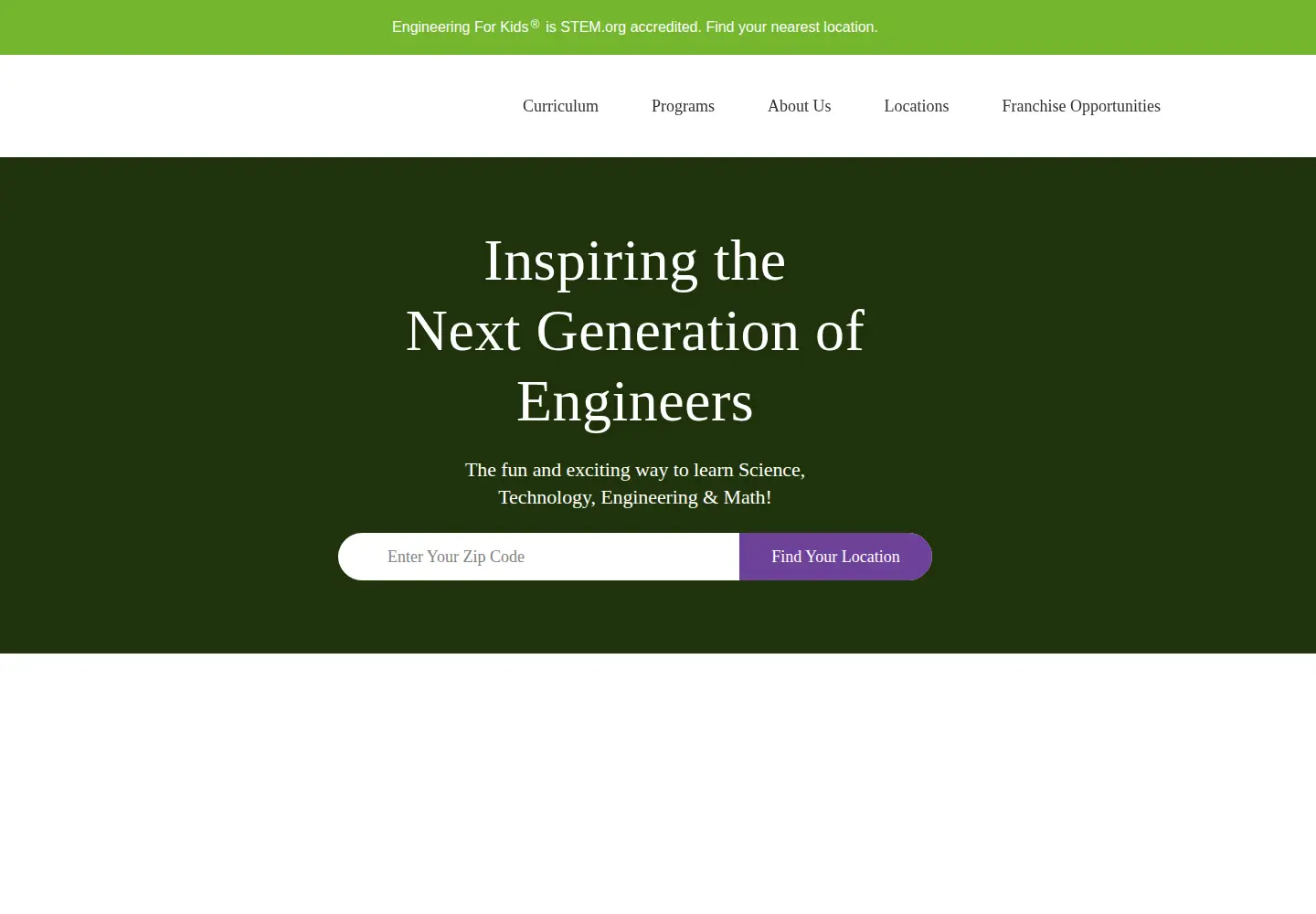 Captured homepage of engineeringforkids.com in the current scan