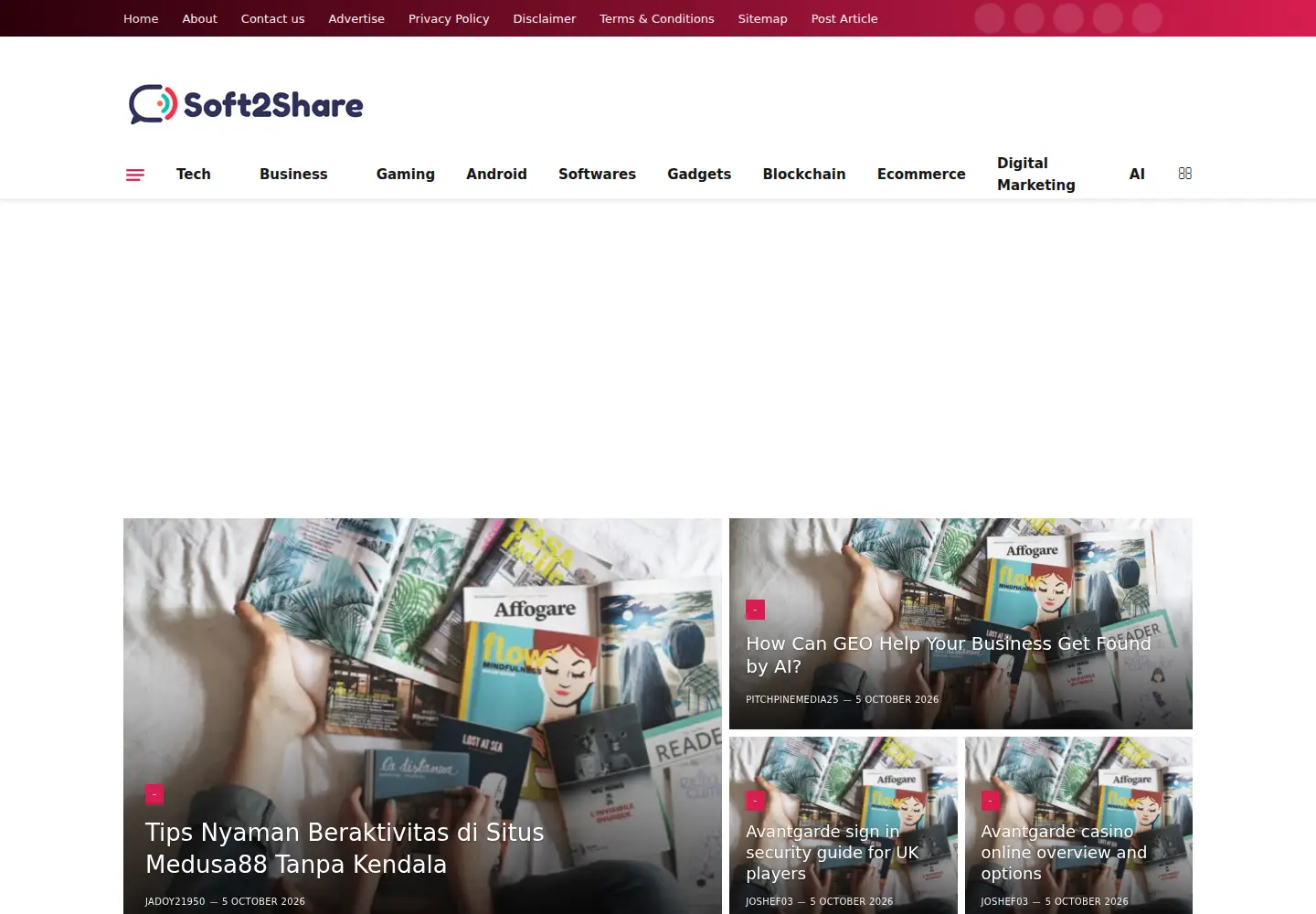 Captured homepage of soft2share.com in the current scan