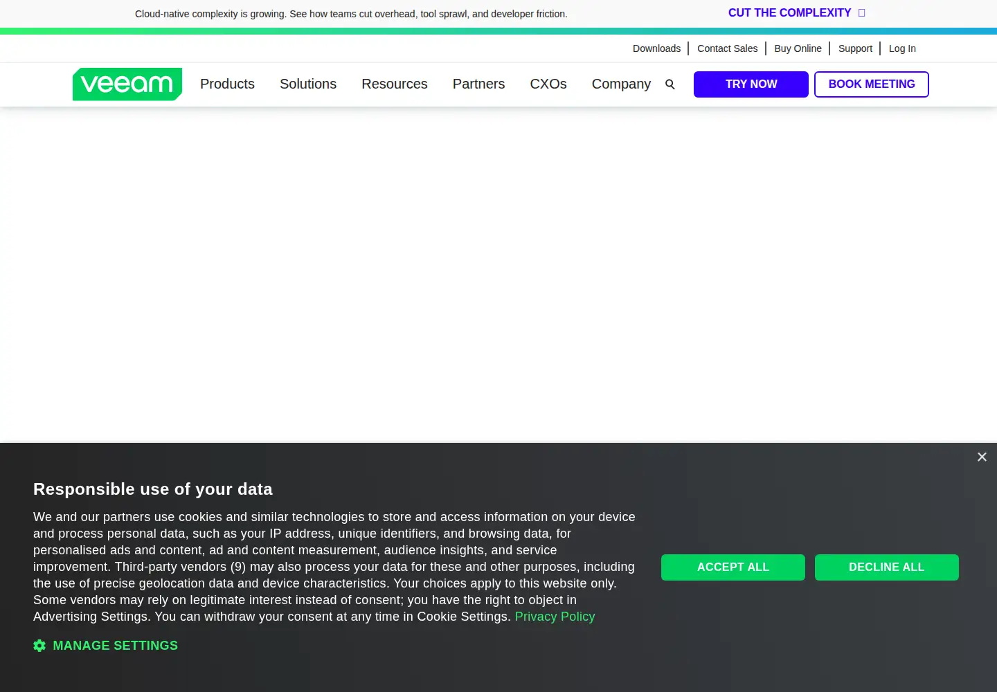 Screenshot of veeam.com
