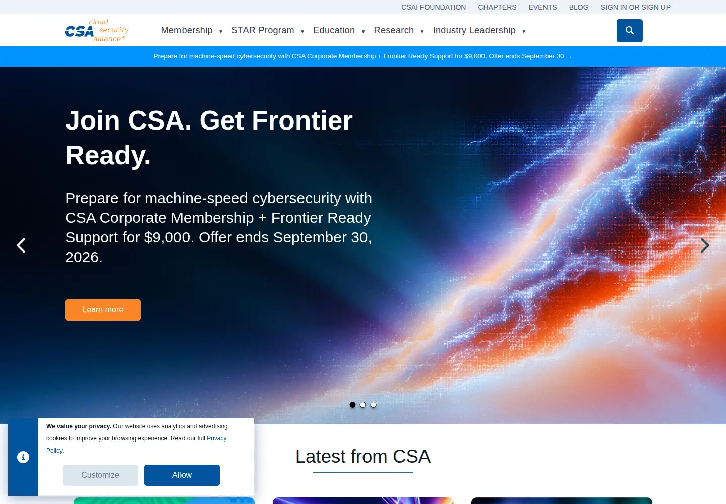 Screenshot of cloudsecurityalliance.org