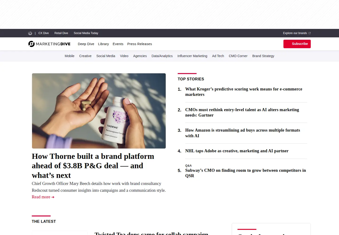 Screenshot of marketingdive.com