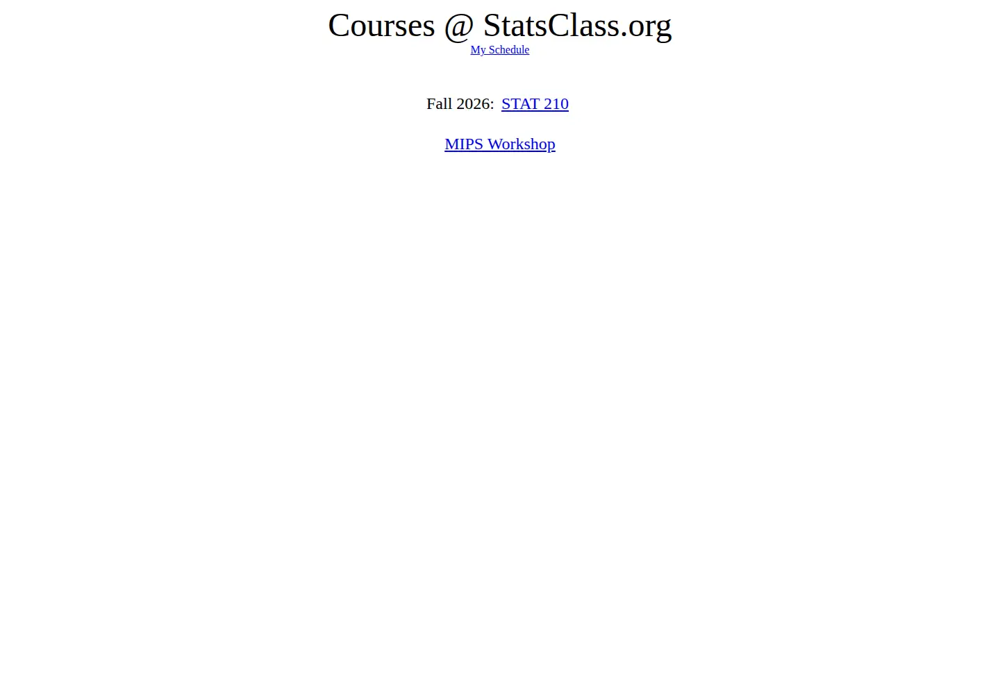 Captured homepage of statsclass.org in the current scan