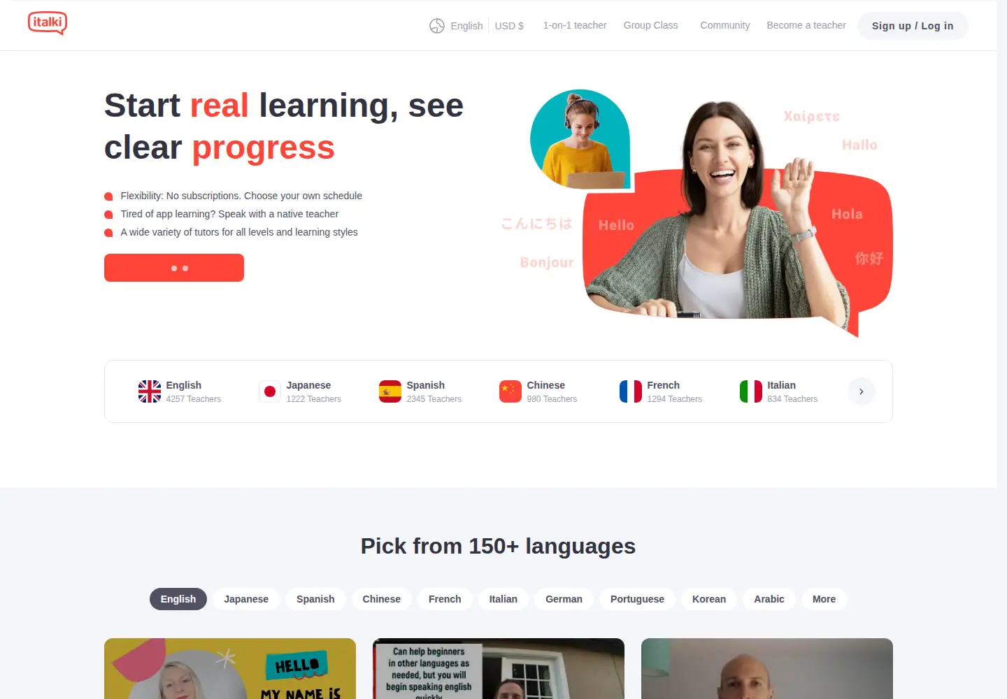 Screenshot of italki.com