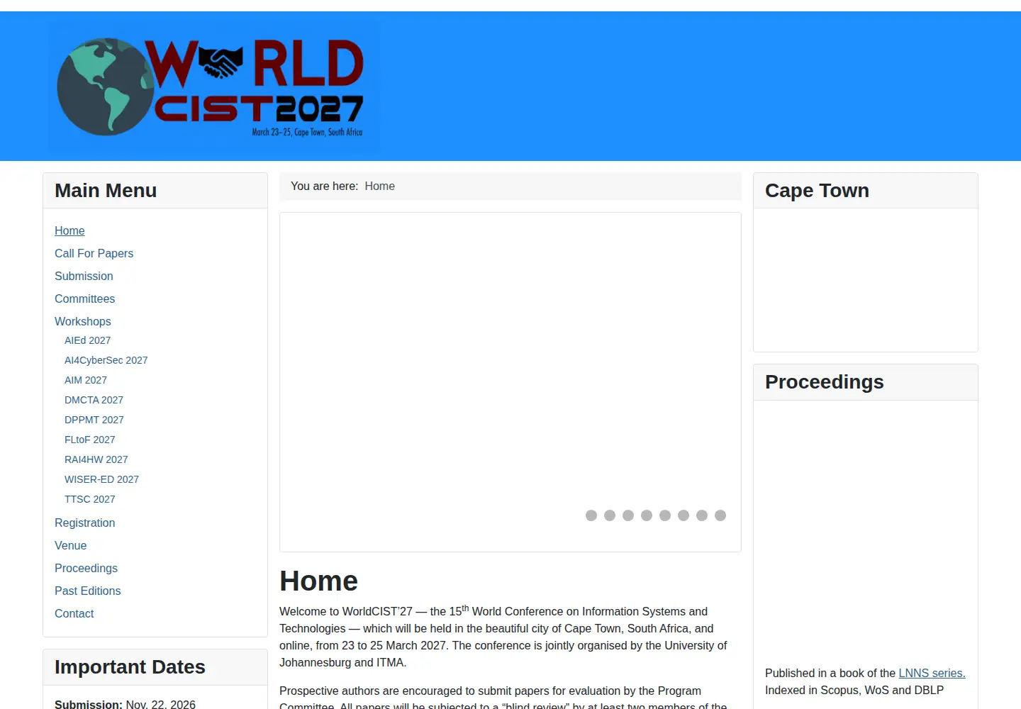 Captured homepage of worldcist.org in the current scan