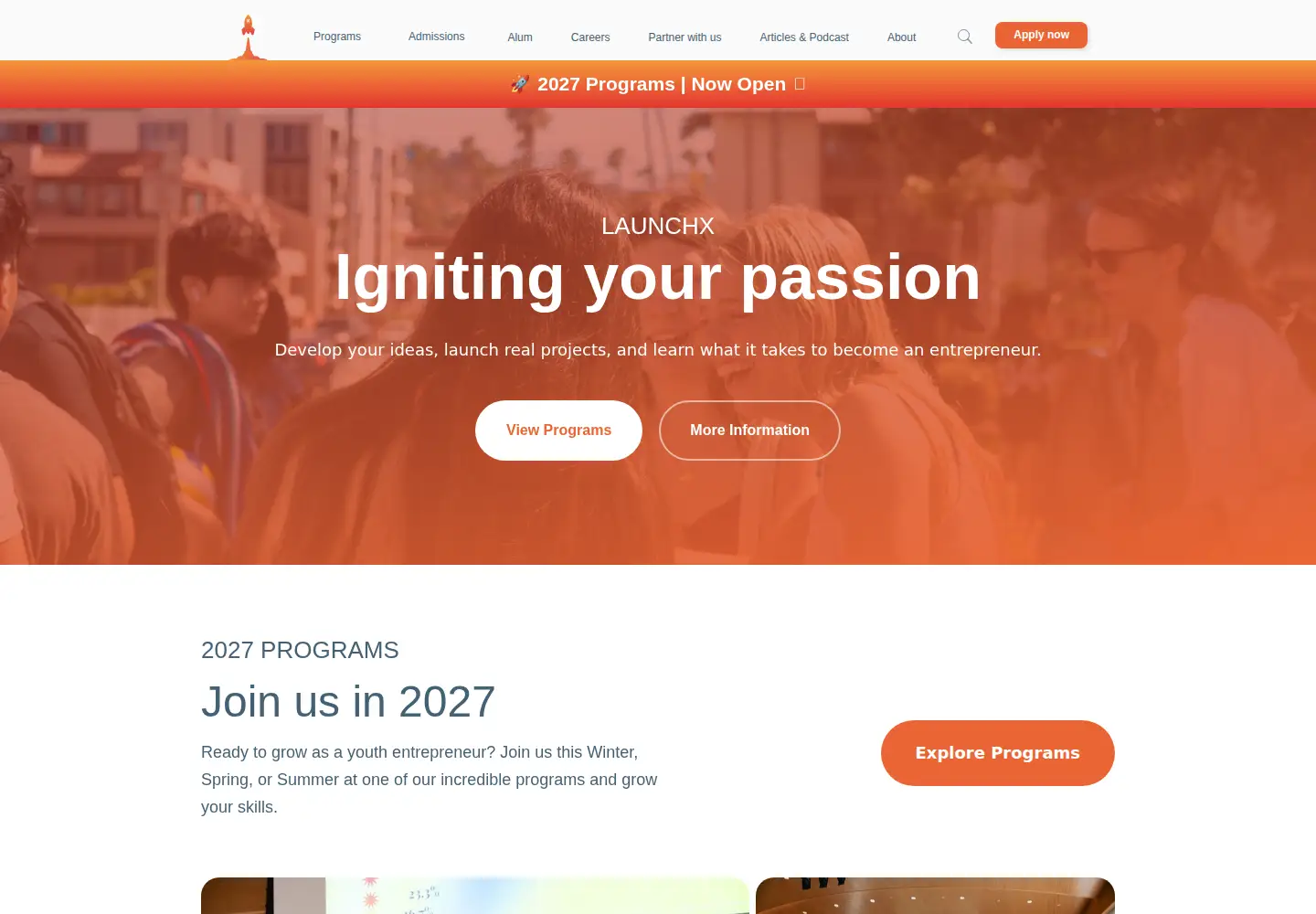 Captured homepage of launchx.com in the current scan
