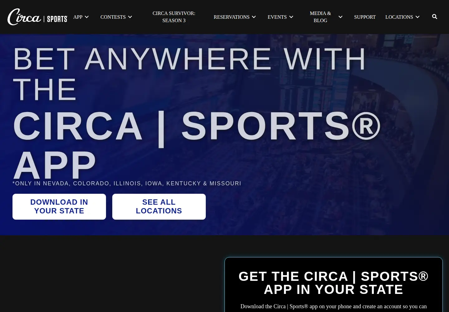 Captured homepage of circasports.com in the current scan