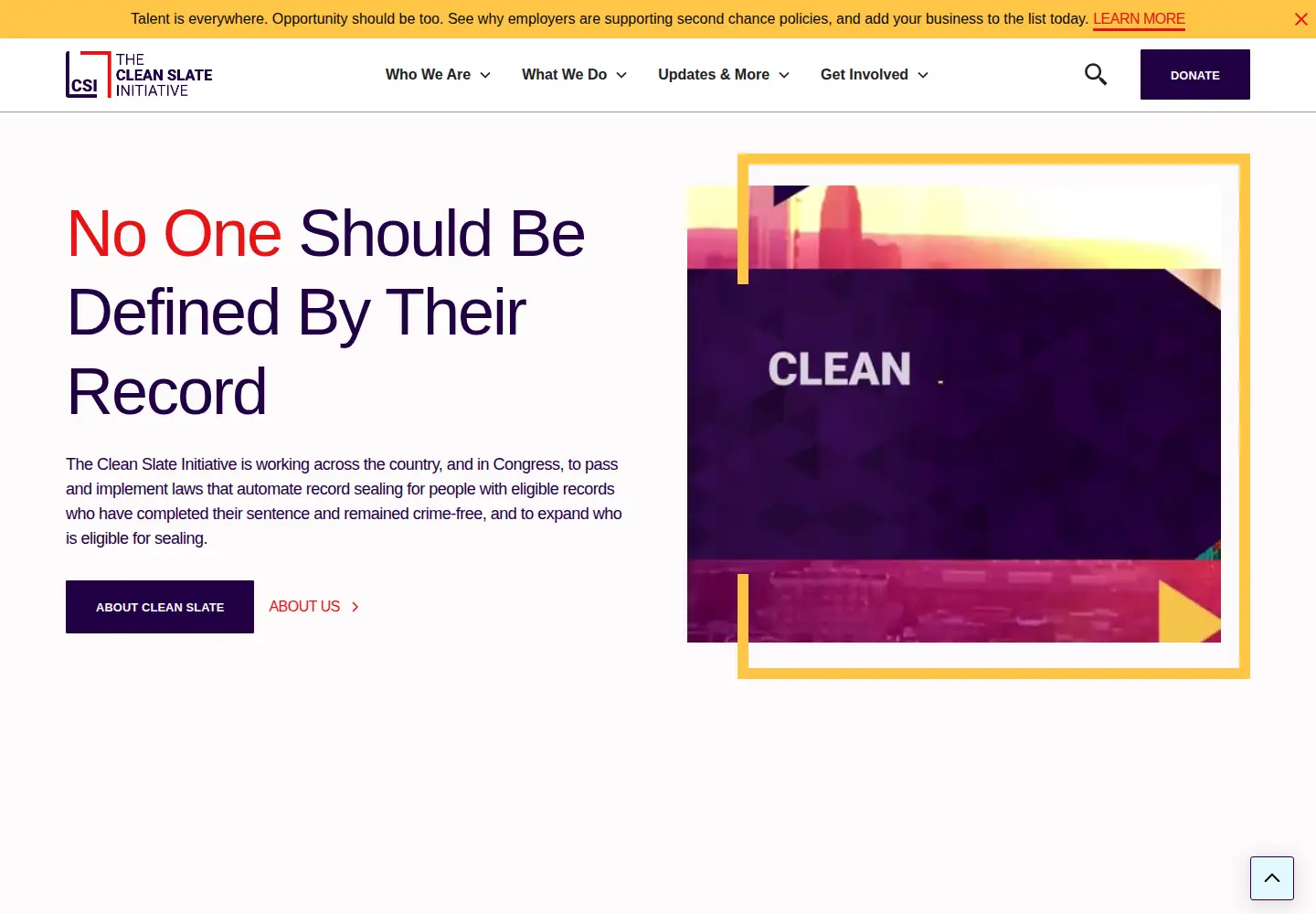 Screenshot of cleanslateinitiative.org