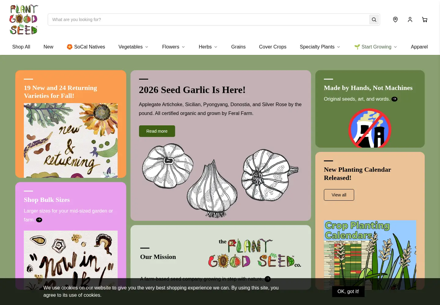 Captured homepage of plantgoodseed.com in the current scan