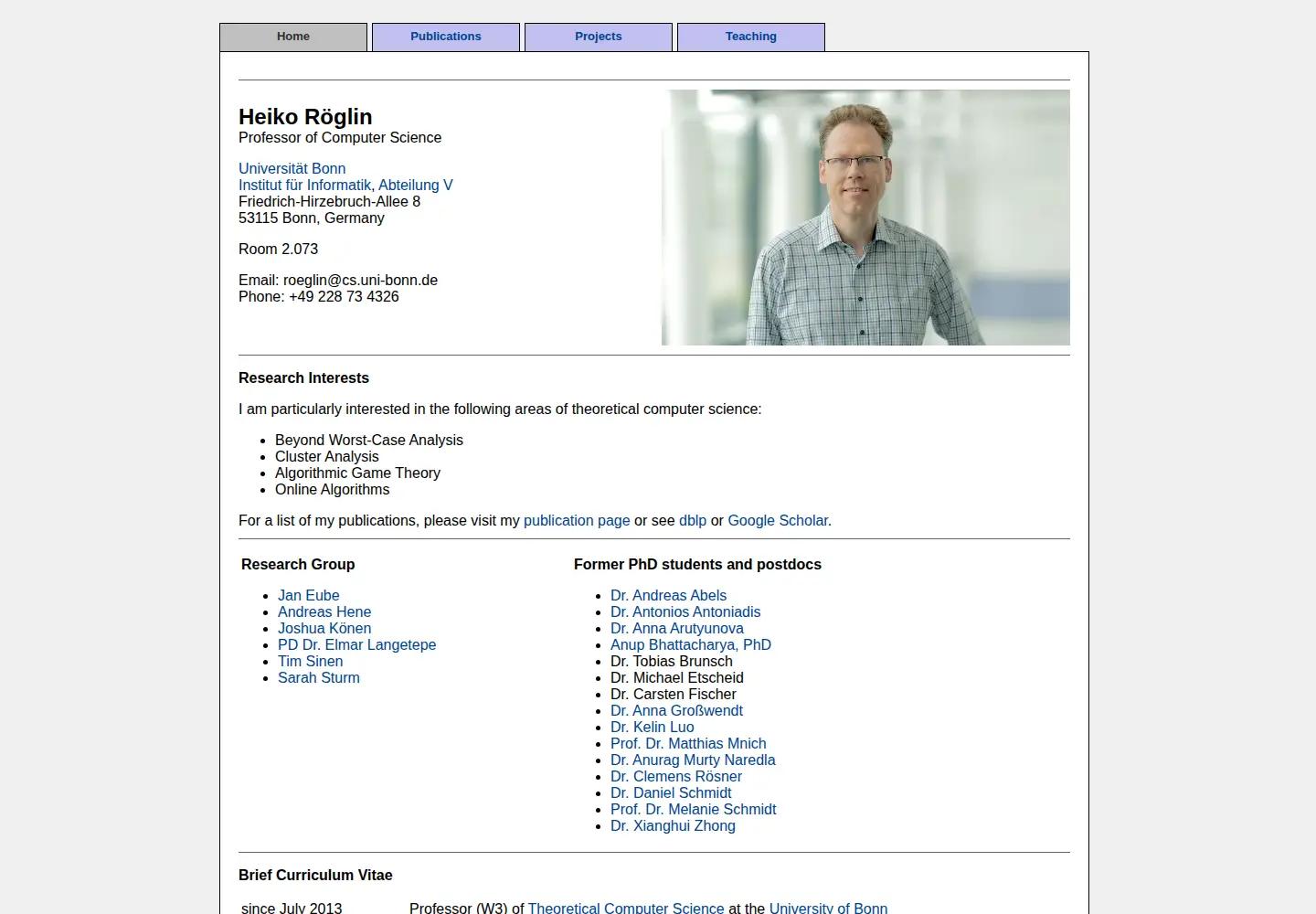 Captured homepage of roeglin.org in the current scan