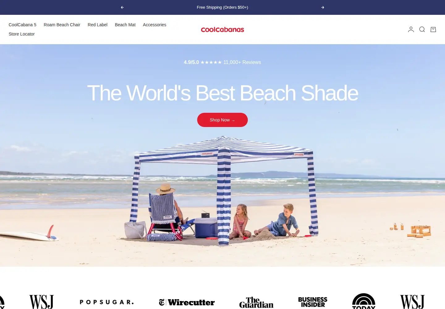 Captured homepage of coolcabanas.com in the current scan