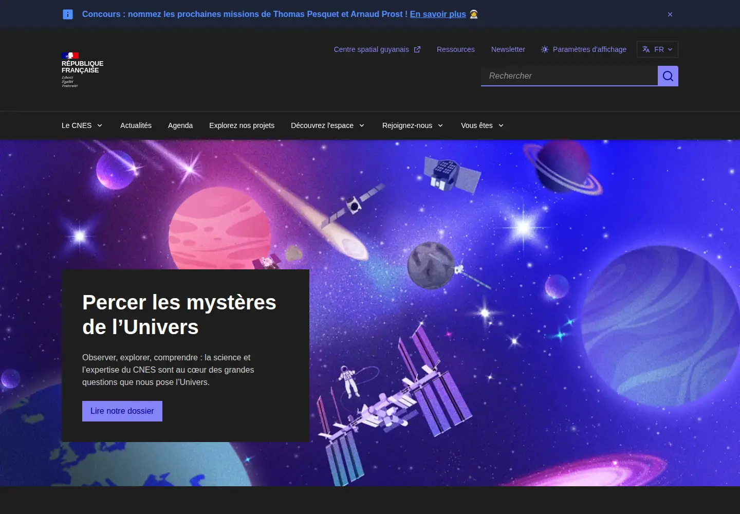 Screenshot of cnes.fr