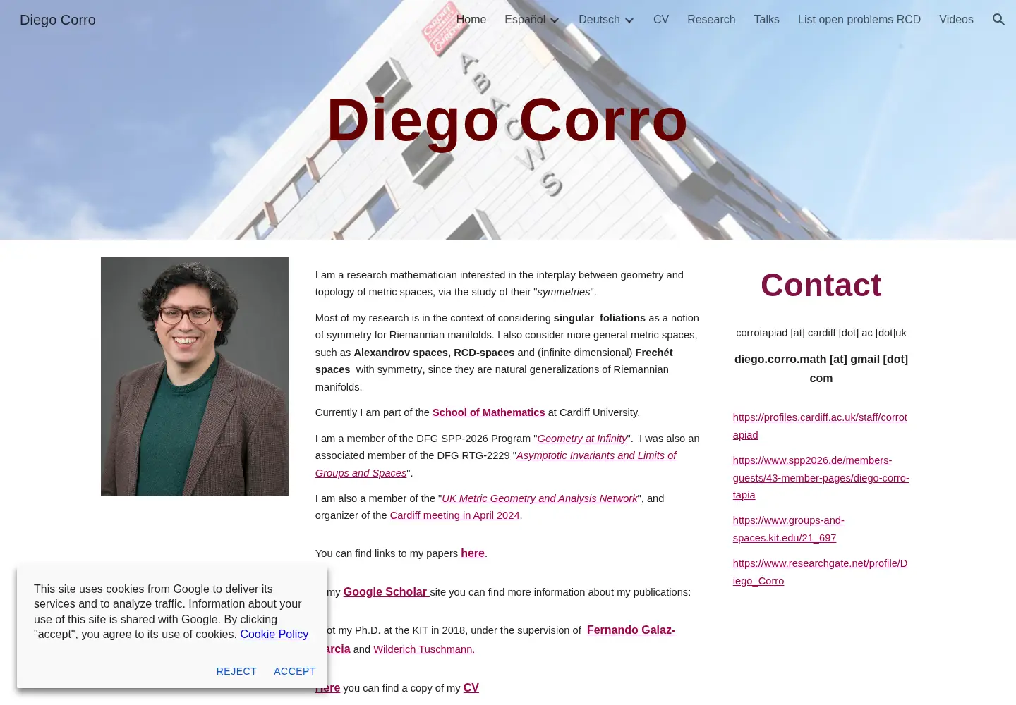Screenshot of diegocorro.com