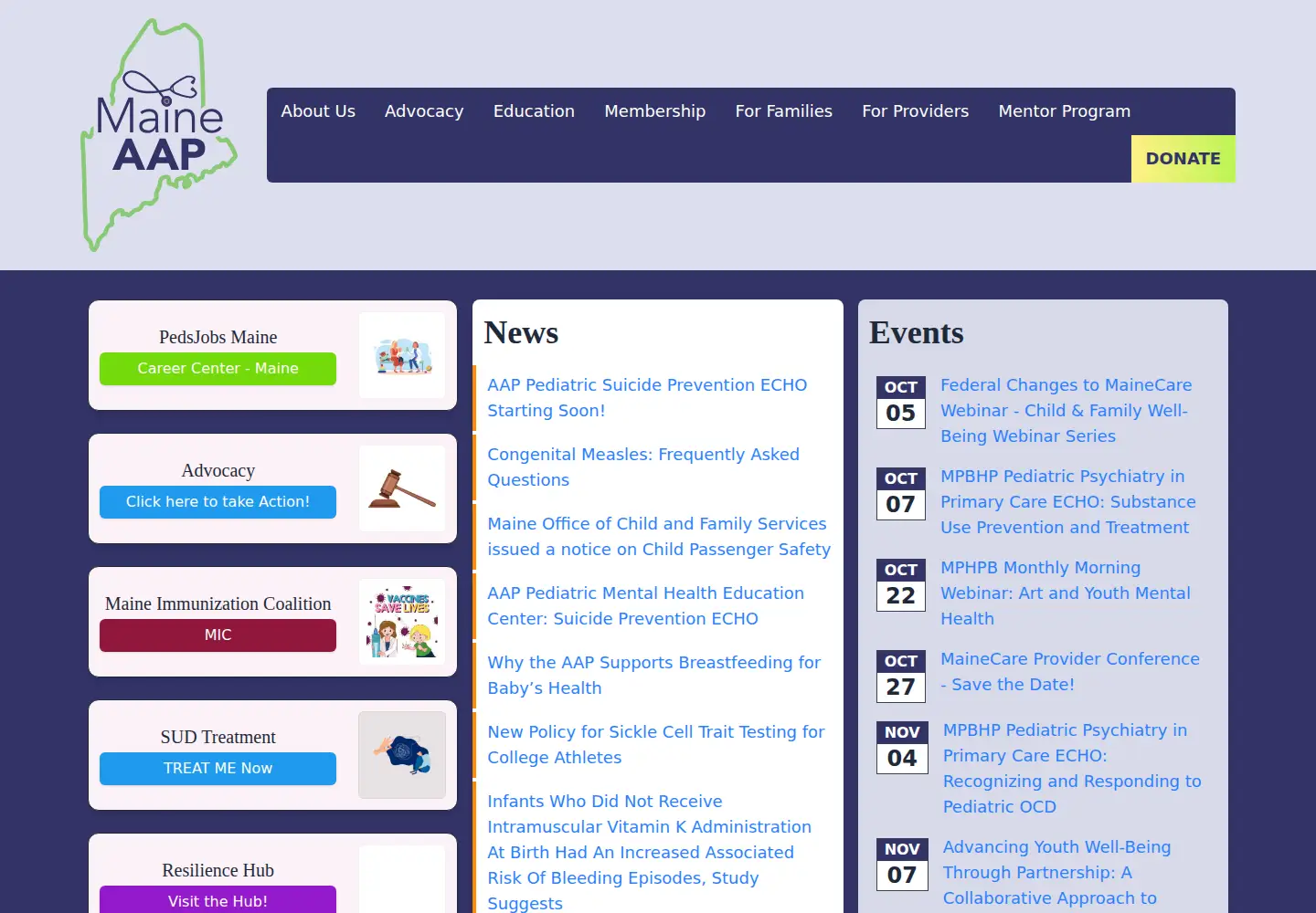 Screenshot of maineaap.org