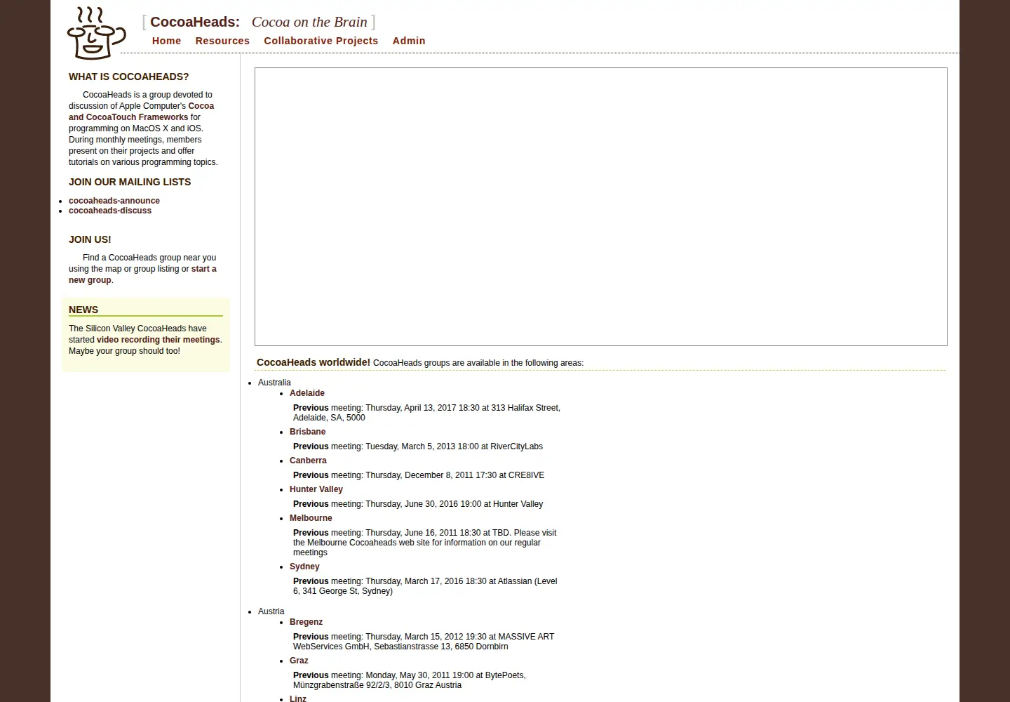 Screenshot of cocoaheads.org