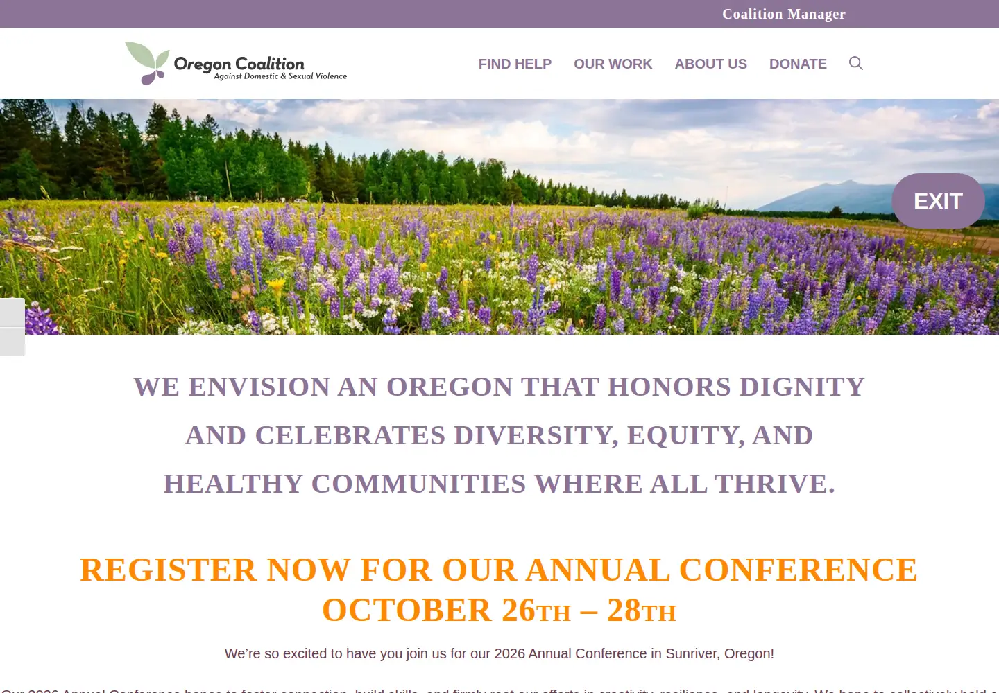 Captured homepage of ocadsv.org in the current scan
