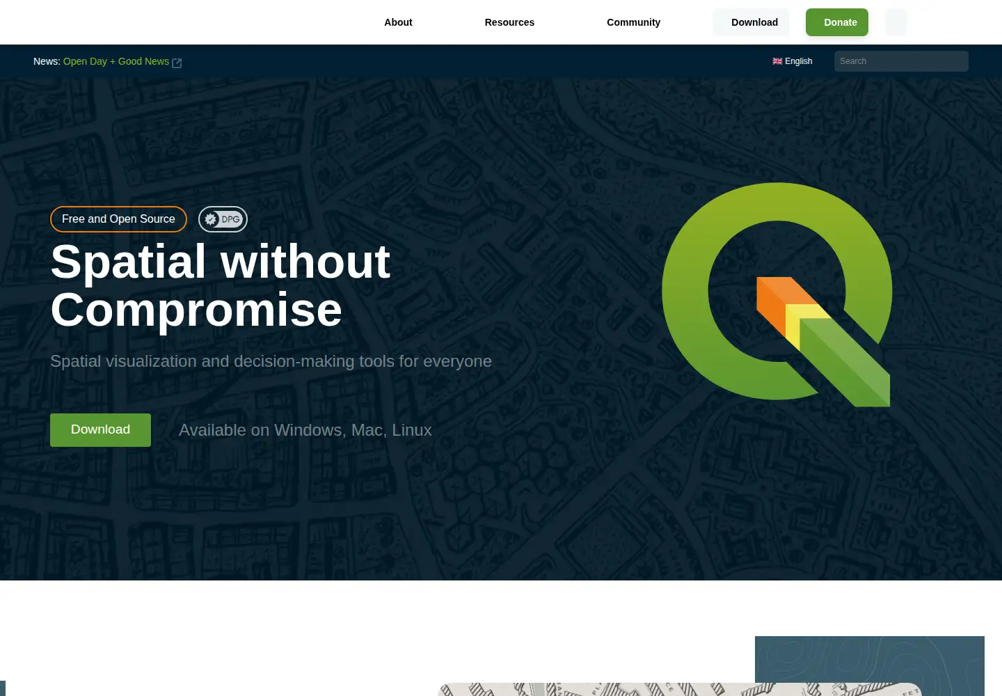 Screenshot of qgis.org