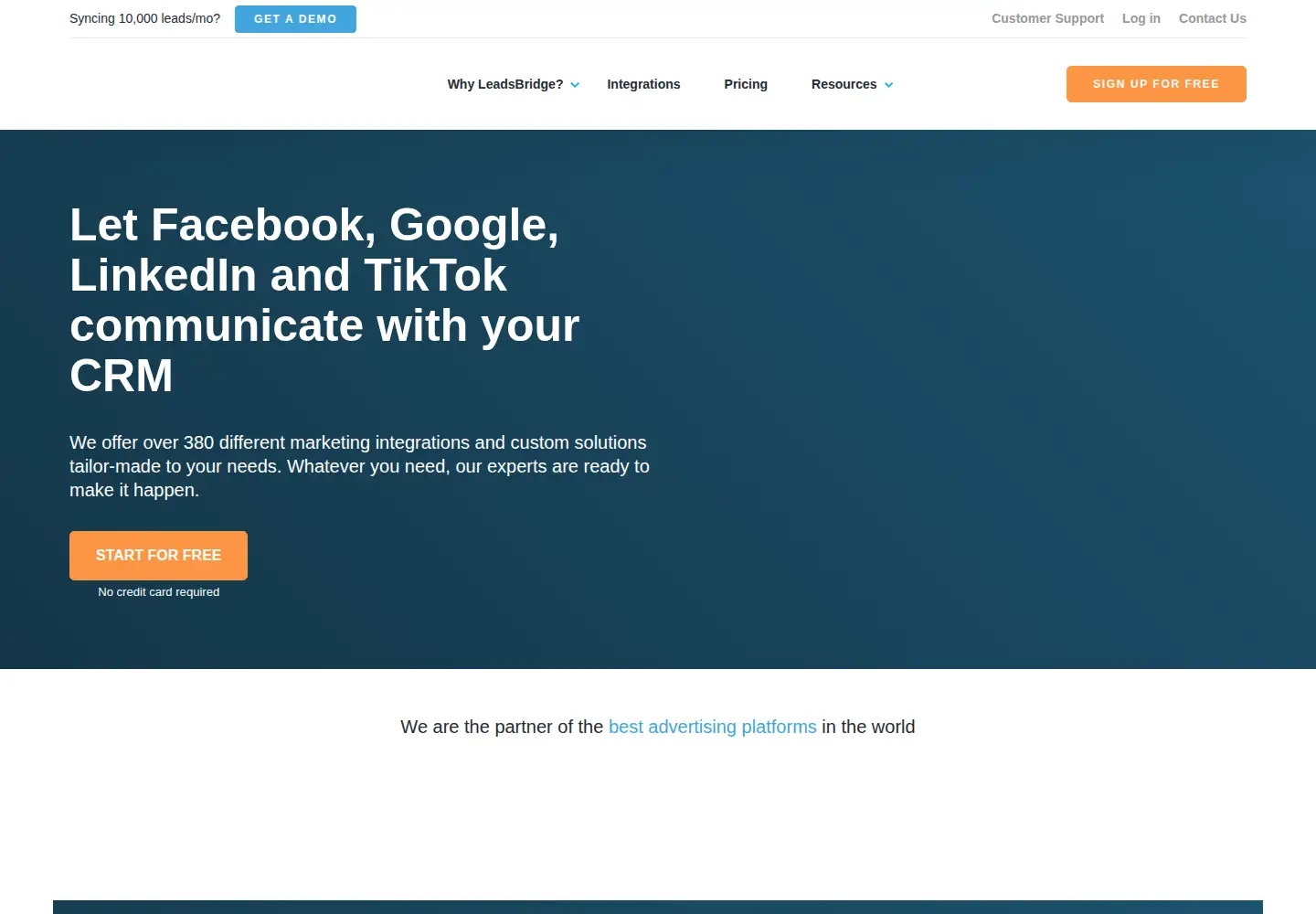 Screenshot of leadsbridge.com
